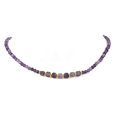 Natural Gemstone Faceted Graduated Beaded Necklaces NJEW-JN06618-1