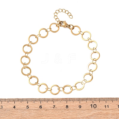 304 Stainless Steel Ring Link Chain Bracelets BJEW-P373-02B-G-1