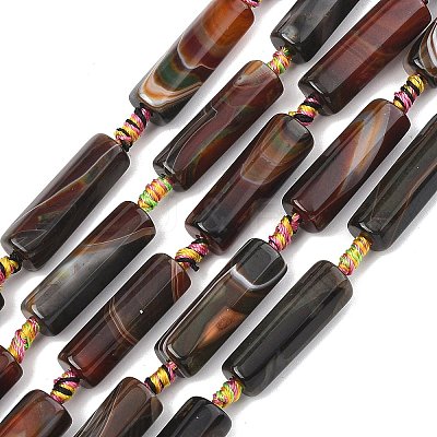 Natural Banded Agate/Striped Beads Strands G-A306-B02-01-1