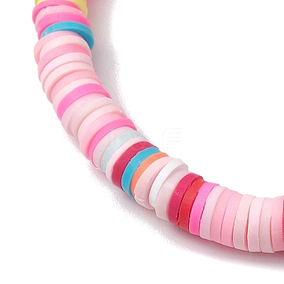 3Pcs 3 Colors Polymer Clay Disc Beaded Stretch Bracelet Sets BJEW-JB10441-01-1