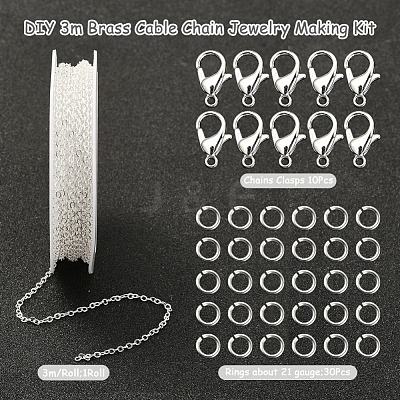 DIY 3m Brass Cable Chain Jewelry Making Kit DIY-YW0005-74S-1