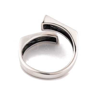 925 Sterling Silver Rectangle Cuff Open Rings for Women Men RJEW-P105-03S-1