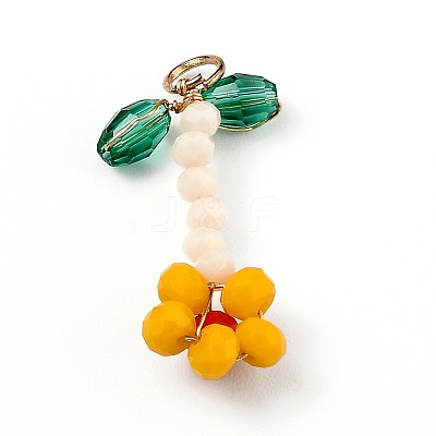 Handmade Glass Beaded Woven Pendants GLAA-I046-05-1