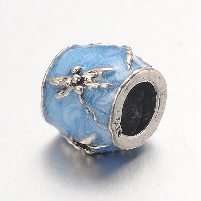 Barrel Large Hole Alloy Enamel European Beads MPDL-L013-10B-1