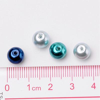 Carribean Blue Mix Pearlized Glass Pearl Beads HY-X006-8mm-03-1