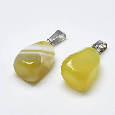 Natural Banded Agate/Striped Agate Pendants G-T122-20E-1