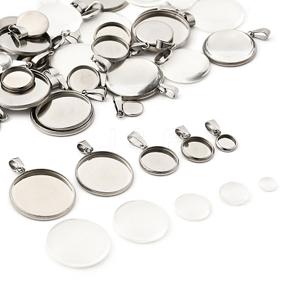 DIY 304 Stainless Steel Tray Pendants Making Kits DIY-FS0008-83-1