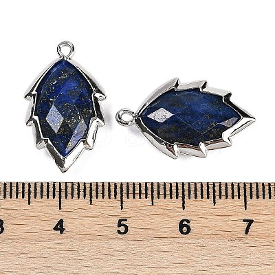 Natural Dyed Lapis Lazuli Faceted Leaf Pendants G-I375-04P-03-1