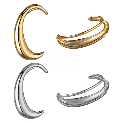 4Pcs 4 Styles C-Shaped Alloy Cuff Earrings EJEW-GO0002-30-1