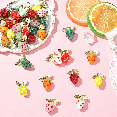 5Pcs Handmade Lampwork Pendants PALLOY-YW00108-07A-1