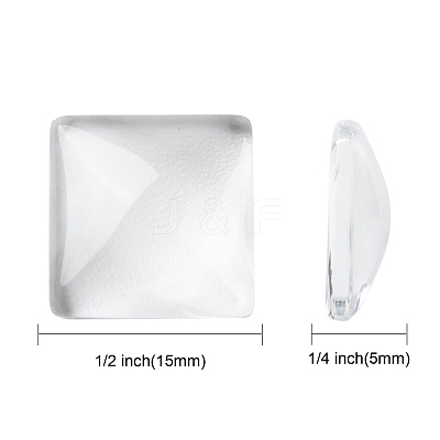 Transparent Clear Glass Square Cabochons X-GGLA-A001-15mm-1