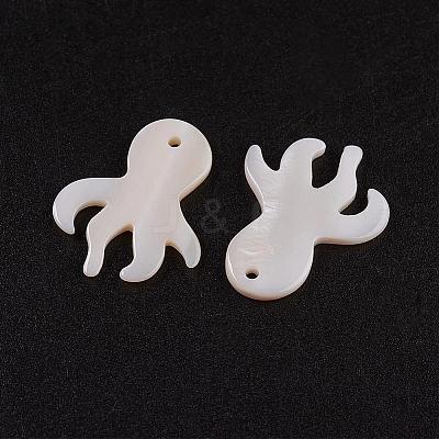 Natural White Shell Mother of Pearl Shell Pendants SSHEL-G014-65B-1