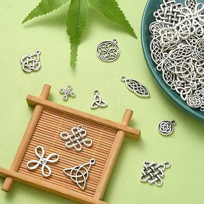 100Pcs 10 Styles Tibetan Style Alloy Pendants TIBEP-CJ0002-45-1