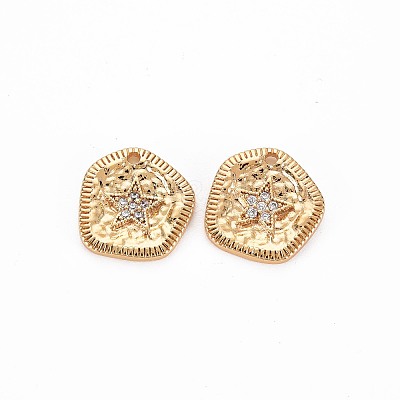 Brass Micro Pave Clear Cubic Zirconia Charms KK-S356-732-1