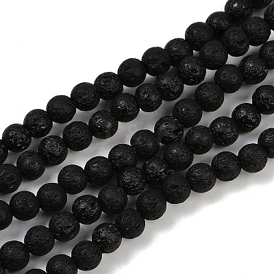 Synthetic Lava Rock Beads Strands G-S397-D01-6mm-1