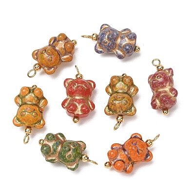 Baking Paint & Golden Metal Enlaced Glass Pendants GL-CBA010C-11G-1