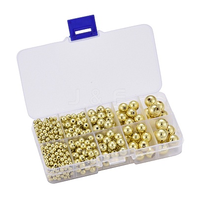 5 Sizes Plating Acrylic Beads PACR-LS0001-01G-1