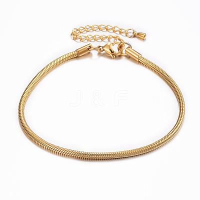 304 Stainless Steel Snake Chain Bracelets BJEW-H491-01G-1