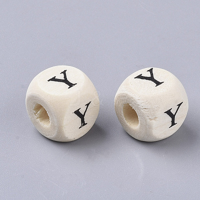 Printed Natural Wood Beads WOOD-T026-001Y-1