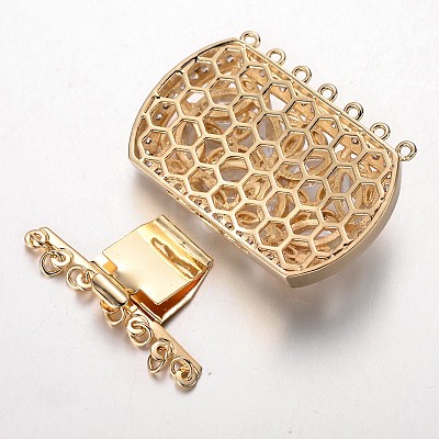 Brass Cubic Zirconia Box Clasps LS-ZIRC-O020-08G-NR-1