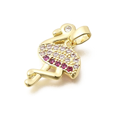 Brass Cubic Zirconia Pendants KK-B187-12G-1