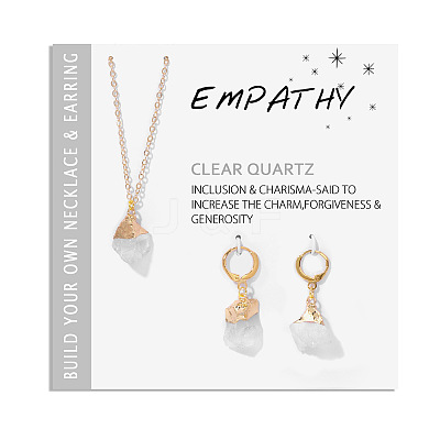 Nuggets Natural Quartz Crystal Pendant Necklaces & Earrings Sets for Women WG0BEC3-01-1