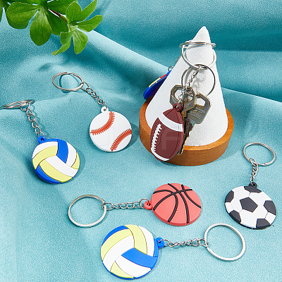 24Pcs 6 Style PVC Plastic Pendant Keychain KEYC-CN0001-02-1