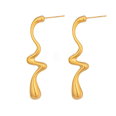 304 Stainless Steel Wavy Dangle Earrings for Women XZ4917-1-1