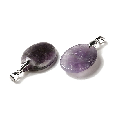 Natural Amethyst Pendants G-Z055-03P-11-1