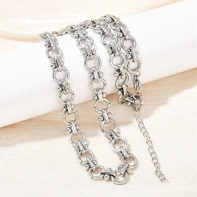 304 Stainless Steel Ring Link Chain Necklaces NJEW-H072-02B-P-1