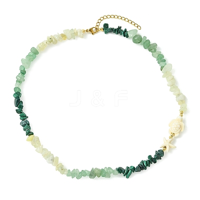 Natural Green Aventurine & Natural Malachite Necklaces NJEW-JN06632-1