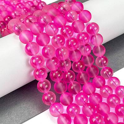 Frosted Transparent Glass Bead Strands GLAA-P065-10mm-11-1