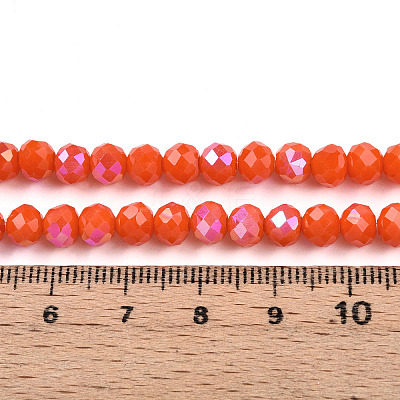 Electroplate Opaque Solid Color Glass Beads Strands EGLA-A044-P6mm-L03-1-1