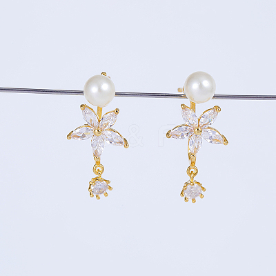 Elegant Brass Pave Clear Cubic Zirconia Stud Earrings WX5814-1