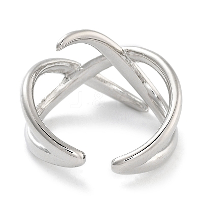 Snake Rack Plating Brass Open Cuff Rings RJEW-Z059-19P-1