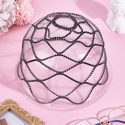 1Pc Rhinestone Mesh Headpiece Cap AJEW-HY0002-55B-1