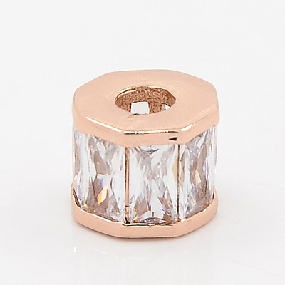 Clear CZ Jewelry Findings Brass Micro Pave Cubic Zirconia Beads ZIRC-M015-05RG-NR-1