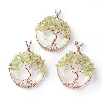 Natural Quartz Crystal & Peridot Big Pendants G-G771-B07-1