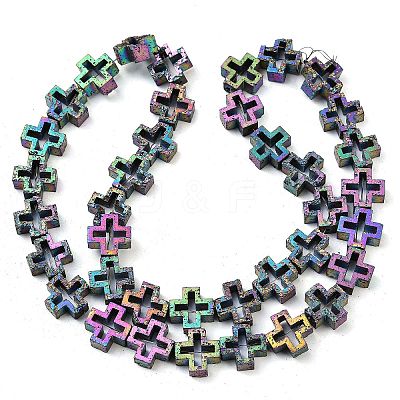 Electroplated Natural Lava Rock Beads Strands G-K388-02F-1