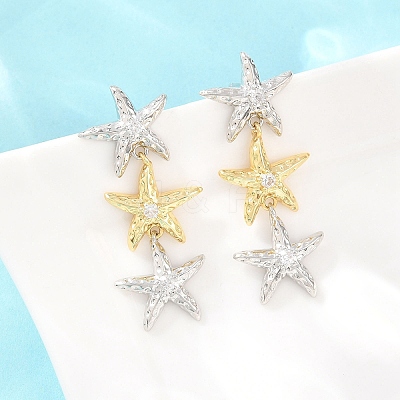 Brass Micro Pave Cubic Zirconia Dangle Stud Earrings EJEW-G471-29B-PG-1