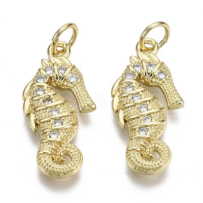 Brass Micro Pave Clear Cubic Zirconia Pendants ZIRC-N039-095-NF-1