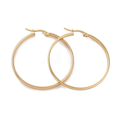201 Stainless Steel Big Hoop Earrings with 304 Stainless Steel Pins for Women EJEW-E146-07G-B-1