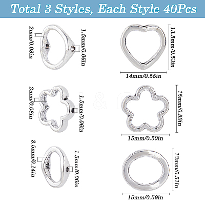 120Pcs 3 Styles Tibetan Style Alloy Bead Frames TIBE-SP0001-13-1