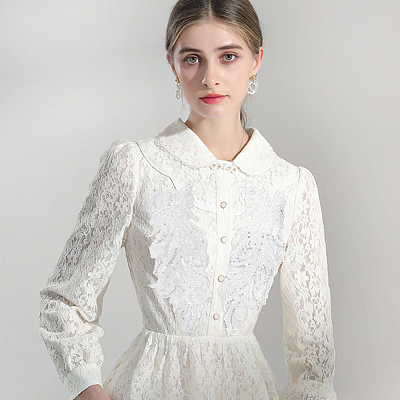 Leaf Polyester Embroidery Lace Appliques DIY-FG0003-90A-1