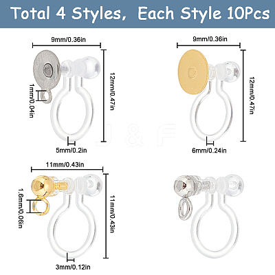 40Pcs 4 Styles Plastic U Type Clip-on Earring Component STAS-SC0007-60-1