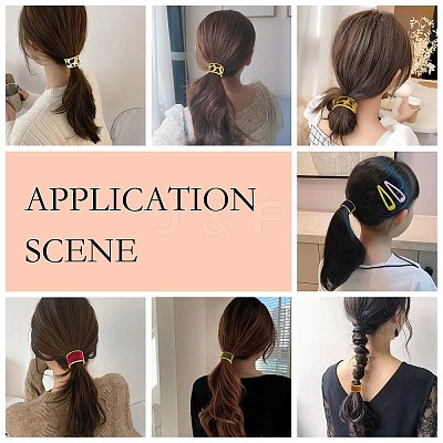 Alloy Ponytail Cuff Rubber Elastic Hair Ties OHAR-P018-A04-1