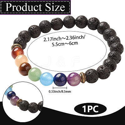 1pc Yoga Chakra Jewelry Stretch Bracelets BJEW-DJ0001-35B-1