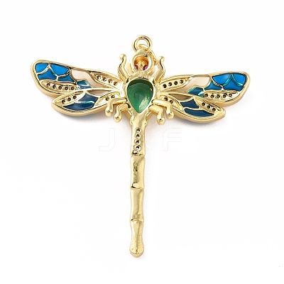 Rack Plating Brass Micro Pave Cubic Zirconia Pendants KK-E281-07G-02-1