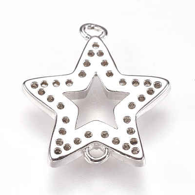 Brass Micro Pave Cubic Zirconia Links ZIRC-K073-02-01P-1