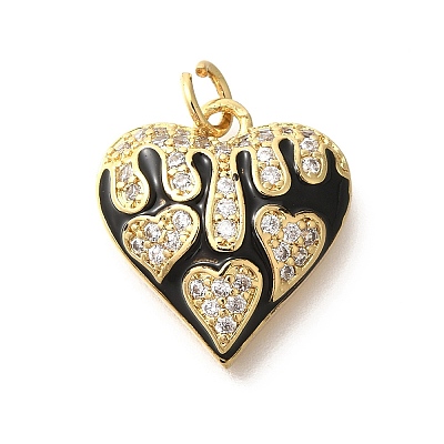 Brass Micro Pave Clear Cubic Zirconia Enamel Pendants KK-M297-18G-1